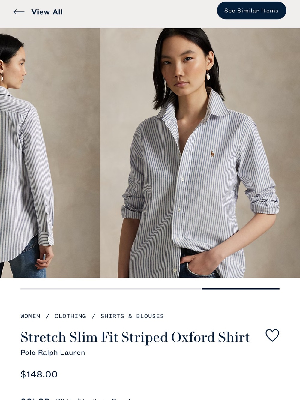 Polo by Ralph Lauren White and Blue Striped Slim Fit Oxford Shirt
